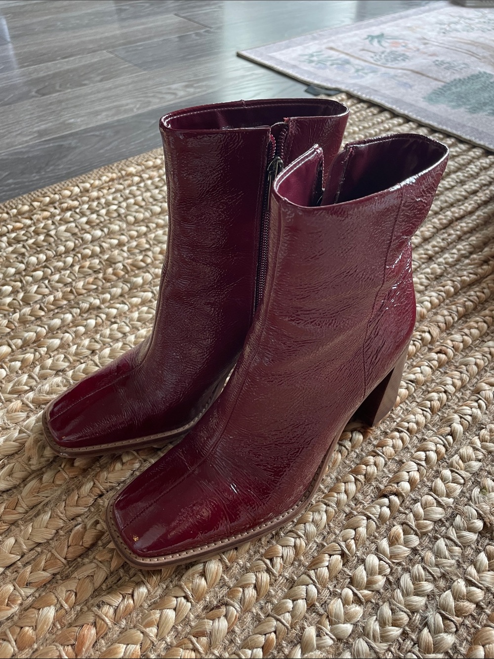 Vince Camuto Burgundy Patent Ankle Boots